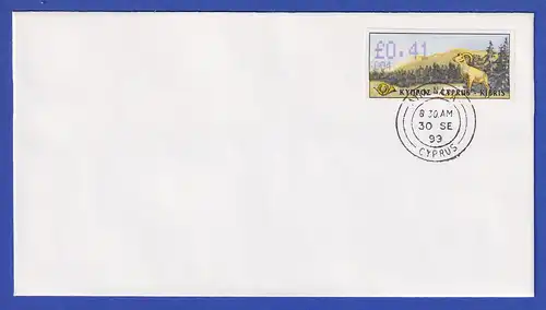 Zypern Amiel-ATM 1999 Mi-Nr. 4 Aut.-Nr.004 Wert 0,41 auf blanco-FDC 