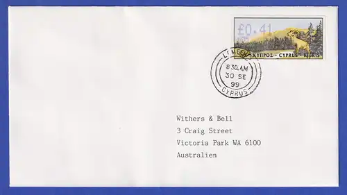 Zypern Amiel-ATM 1999 Mi-Nr. 4 Aut.-Nr.005 Wert 0,41 auf FDC nach Australien