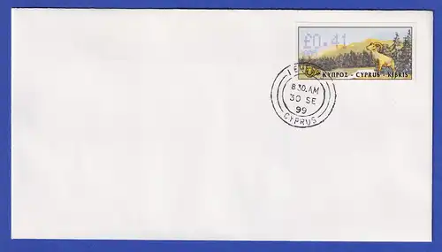 Zypern Amiel-ATM 1999 Mi-Nr. 4 Aut.-Nr.005 Wert 0,41 auf blanco-FDC 