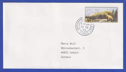 Zypern Amiel-ATM 1999 Mi-Nr. 4 Aut.-Nr.006 Wert 0,26 auf FDC nach D