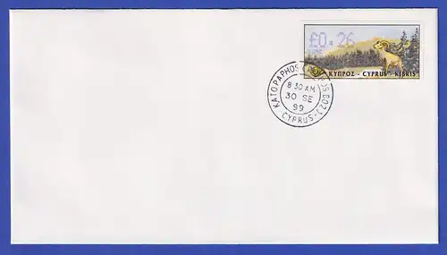 Zypern Amiel-ATM 1999 Mi-Nr. 4 Aut.-Nr.006 Wert 0,26 auf blanco-FDC