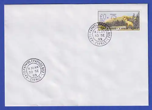 Zypern Amiel-ATM 1999 Mi-Nr. 4 Aut.-Nr.006 Wert 0,75 auf blanco-FDC