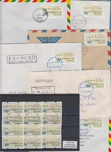 Bolivien Klüssendorf ATM schöne Sammlung Marken und Belege, siehe 2 Scans ! 