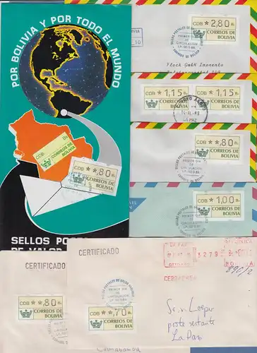 Bolivien Klüssendorf ATM schöne Sammlung Marken und Belege, siehe 2 Scans ! 