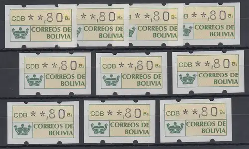 Bolivien / Bolivia ATM Wertstufe **,80 Lot 10 Stück ** 