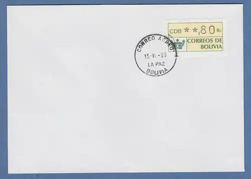 Bolivien / Bolivia ATM Wert 80 auf blanco-Brief , Tages-O La Paz 13.6.89