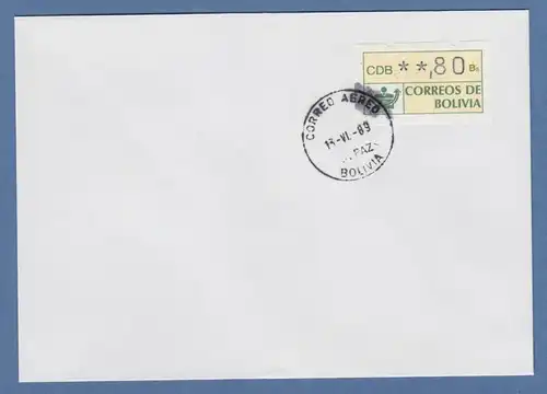 Bolivien / Bolivia ATM Wert 80 auf blanco-Brief , Tages-O La Paz 13.6.89  ZN