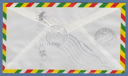 Bolivien / Bolivia ATM Wert 280 auf Lp-E-Brief nach D mit Tages-O La Paz 15.6.89