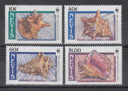 Nevis 1990 WWF Fechterschnecke Mi.-Nr. 523-526 Satz 4 Werte **