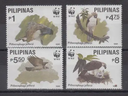 Philippinen 1991 WWF Vögel Affenadler Mi.-Nr. 2038-41 Satz 4 Werte **