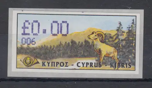 Zypern Amiel-ATM 1999  Mi-Nr. 4 Aut.-Nr. 006 Testdruck Wert 0,00 **
