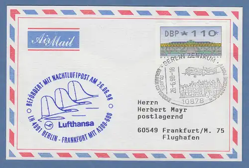 ATM 2.2.2 Mettler-Toledo Wert 110 auf Brief mit So-O BERLIN LUFTBRÜCKE 26.6.98