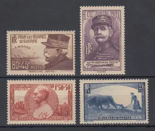 Frankreich / France 1940 Kriegshilfswerk Mi.-Nr. 467-470 Satz 4 Werte kpl. **