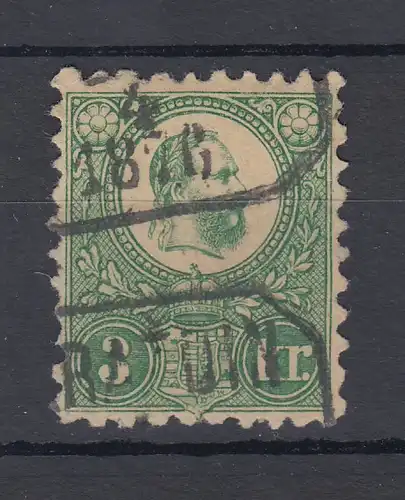 Ungarn Freimarke 3 Kr. grün  Mi-Nr. 9 gestempelt 