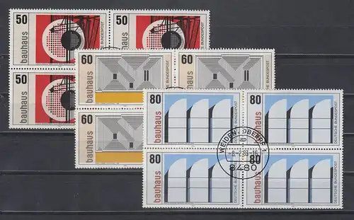 Bauhaus 1983 Mi.-Nr. 1164-1166 kpl. Satz Viererblocks mit zenr. VS-O Weiden