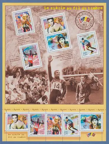 Frankreich 2000  20.Jahrhundert Sportereignisse Mi.-Nr. 3453-3457 Kleinbogen **