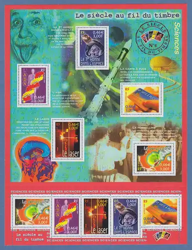 Frankreich 2001  20.Jahrhundert Wissenschaft Mi.-Nr. 3561-3565 Kleinbogen **