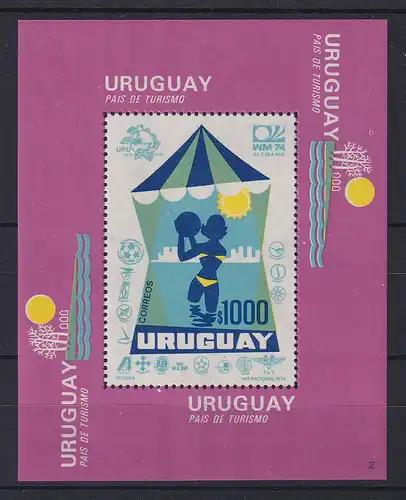 Uruguay 1974 Blockausgabe Land des Tourismus Mi.-Nr. Block 20 **