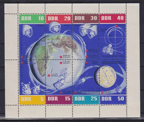 DDR 1962 Kleinbogen 5 Jahre Sowjetische Weltraumfahrt Mi.-Nr. 926-33 KLB **