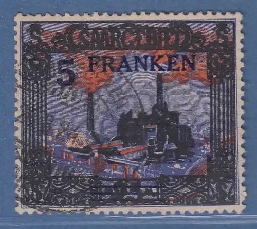 Saar 5 Franken Burbacher Hütte mit seltenem PLF "weisser Rauch" Mi.-Nr. 83 I O 