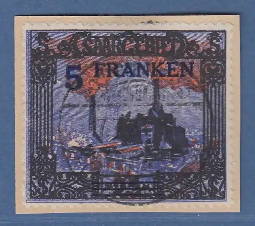 Saar 5 Fr. Burbacher Hütte Aufdruckfehler gebr. Bogen der 5, Mi.-Nr. 83 II gest.