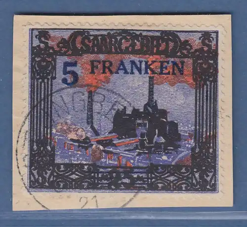Saar 5 Fr. Burbacher Hütte Aufdruckfehler gebrochene 5 Mi.-Nr. 83 II gest. gepr.