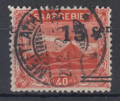 Saar Mi.-Nr. 73A, Aufdruck 15 cent weit nach rechts verschoben.