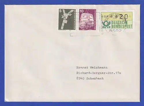 ATM 1.1 Wert 20 mit Zufrankatur auf Massendrucksache, ET-O Zirndorf FDC 1.7.82