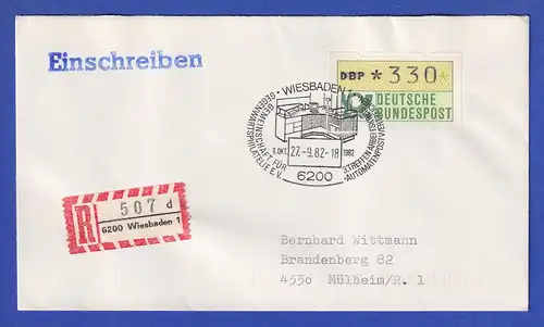 ATM 1.1 Wert 330 auf R-Brief, FDC mit So-O Wiesbaden 27.9.82