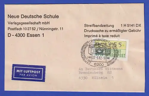 ATM 1.1 Wert 55 auf Luftpost-Streifbandzeitung. FDC mit So-O Wiesbaden 27.9.82