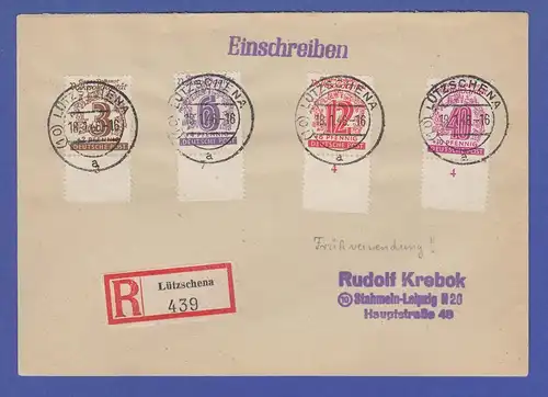 SBZ West-Sachsen Volkssolidarität 4 Werte # 138, 141, 144 und 148 FRÜHVERWENDUNG