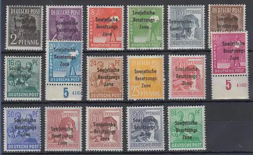 SBZ Maschinenaufdruck kpl. Satz 17 Werte Mi.-Nr. 182-197 ** 