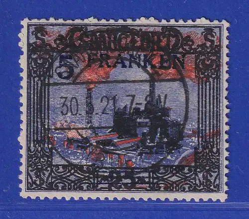 Saar 5 Fr. Burbacher Hütte Mi.-Nr. 83,  zentr. gest. SAARBRÜCKEN gepr. Ney BPP