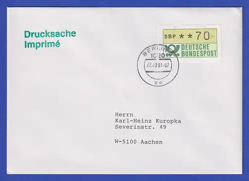 ATM 1.1 Typ K Wert 70 auf Drucksache aus dem VGO, Tages-O Berlin (ost) 22.03.91