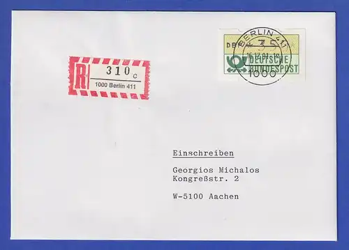 ATM 1.1 Typ K Wert 350 auf R-Brief,  O BERLIN 411 16.12.91