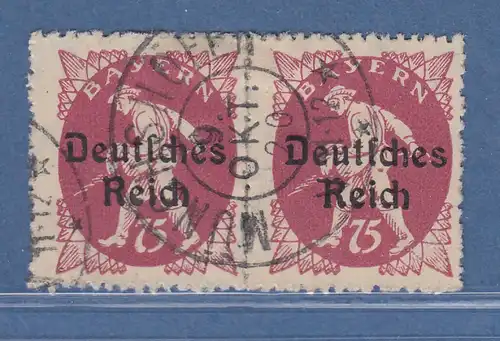 Dt. Reich Bayern-Abschied 75Pfg magerer Aufdruck Mi.-Nr. 127X Paar O gepr. Infla