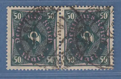 Dt. Reich Posthorn 50Pfg Mi.-Nr. 209Wb waagerechtes Paar O, geprüft Infla.