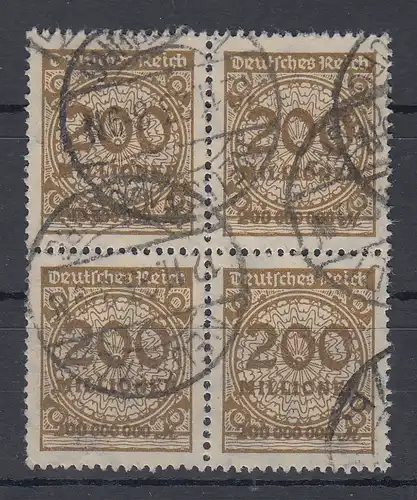 Dt. Reich Infla Mi.-Nr. 323 AP b-Farbe 4er-Block gestempelt gepr. Infla