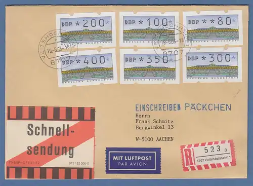 ATM 2.1.2 kpl. Satz VS1 6 Werte 80-400 auf Schnellsendung-FDC O Veitshöchheim