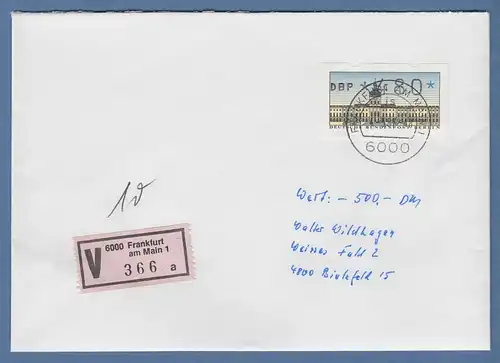 ATM Berlin Wert 480 auf Wertbrief, ET-Tages-O FRANKFURT 4.5.1987