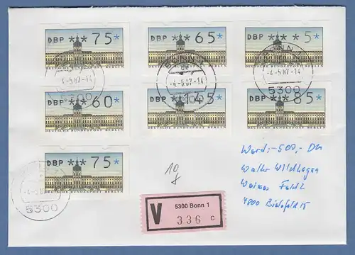 ATM Berlin Satz VS2 5-145 in MIF auf Wertbrief mit ET-So.-O BERLIN 4.5.87