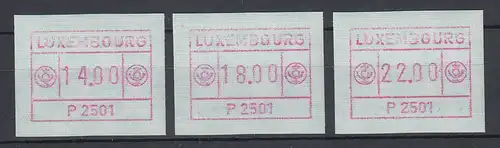 Luxemburg ATM P2501 rotlila Tastensatz 14-18-22 **  