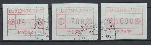 Luxemburg ATM P2502 Tastensatz 4-7-10 gestempelt