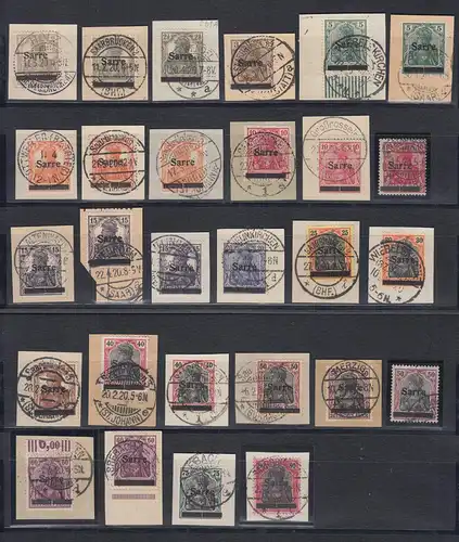 Saar Mi.-Nr. 1-16 Satz kpl. zuzügl. seltener Unterarten, alle geteilter Balken 