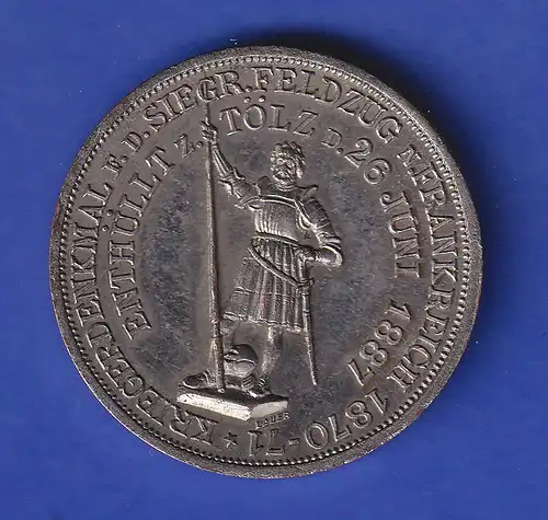 Medaille Stadt Tölz 1887  Pfleger / Kriegerdenkmal 