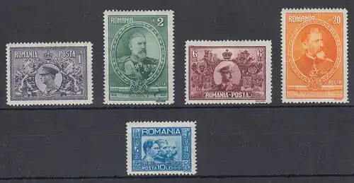 Rumänien 1931 50 Jahre Königreich Mi.-Nr. 397-401 Satz kpl. **