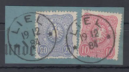 Deutsches Reich Mi.-Nr. 41 und 42 auf Briefstück, O LIEL 18.12.84
