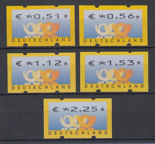 Deutschland ATM Mi.-Nr. 4.1 Versandstellen-Satz VS2  51-56-112-153-225 ** 