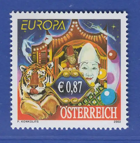 Österreich 2002 Sondermarke Europa Zirkus Weißclown  Mi.-Nr. 2376