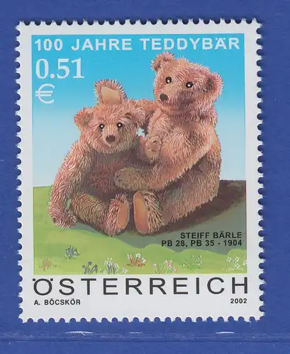 Österreich 2002 Sondermarke Steiff-Teddybären PB 28 und PB 35 Mi.-Nr. 2385